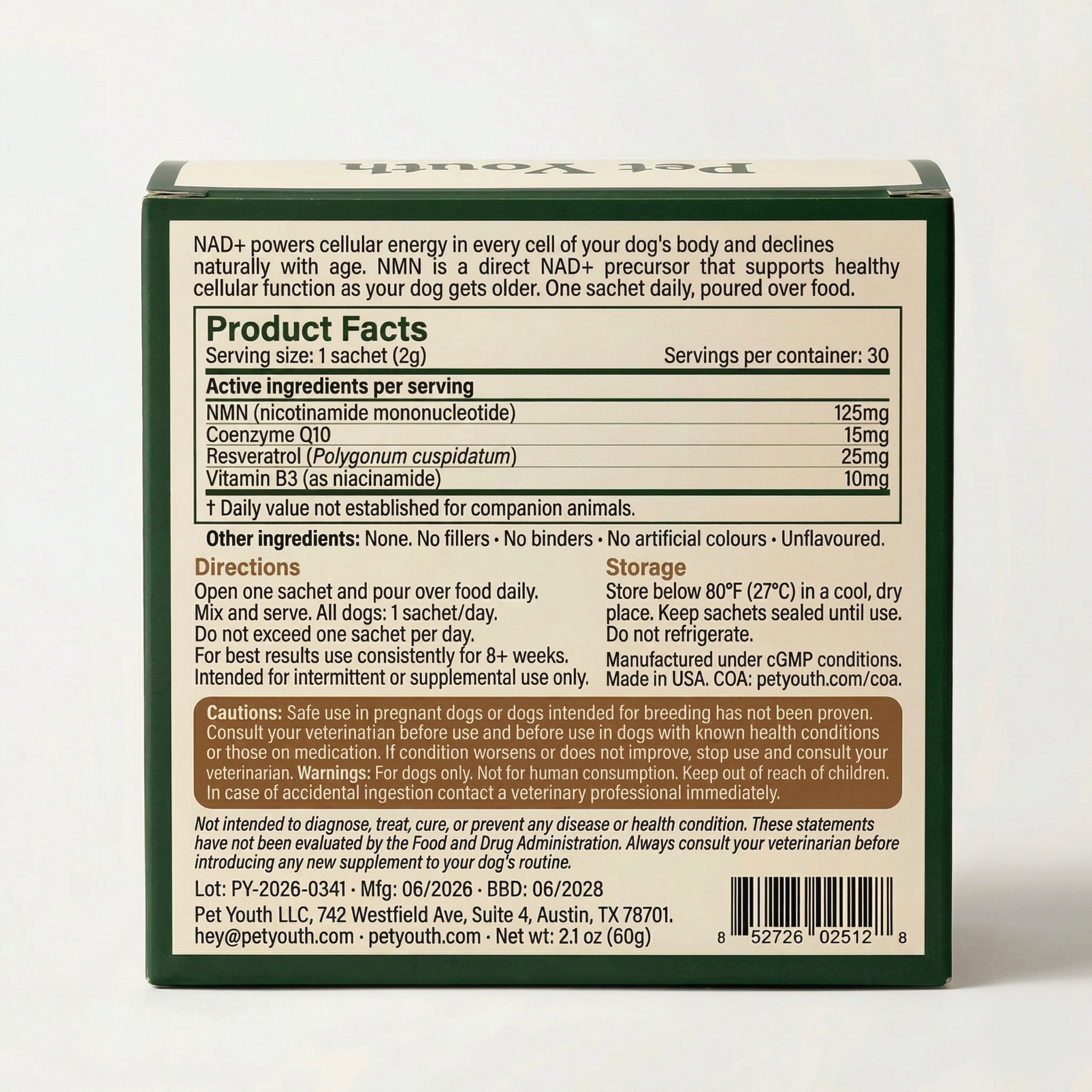 Daily NMN Powder for Dogs — Cellular Energy & Longevity Support